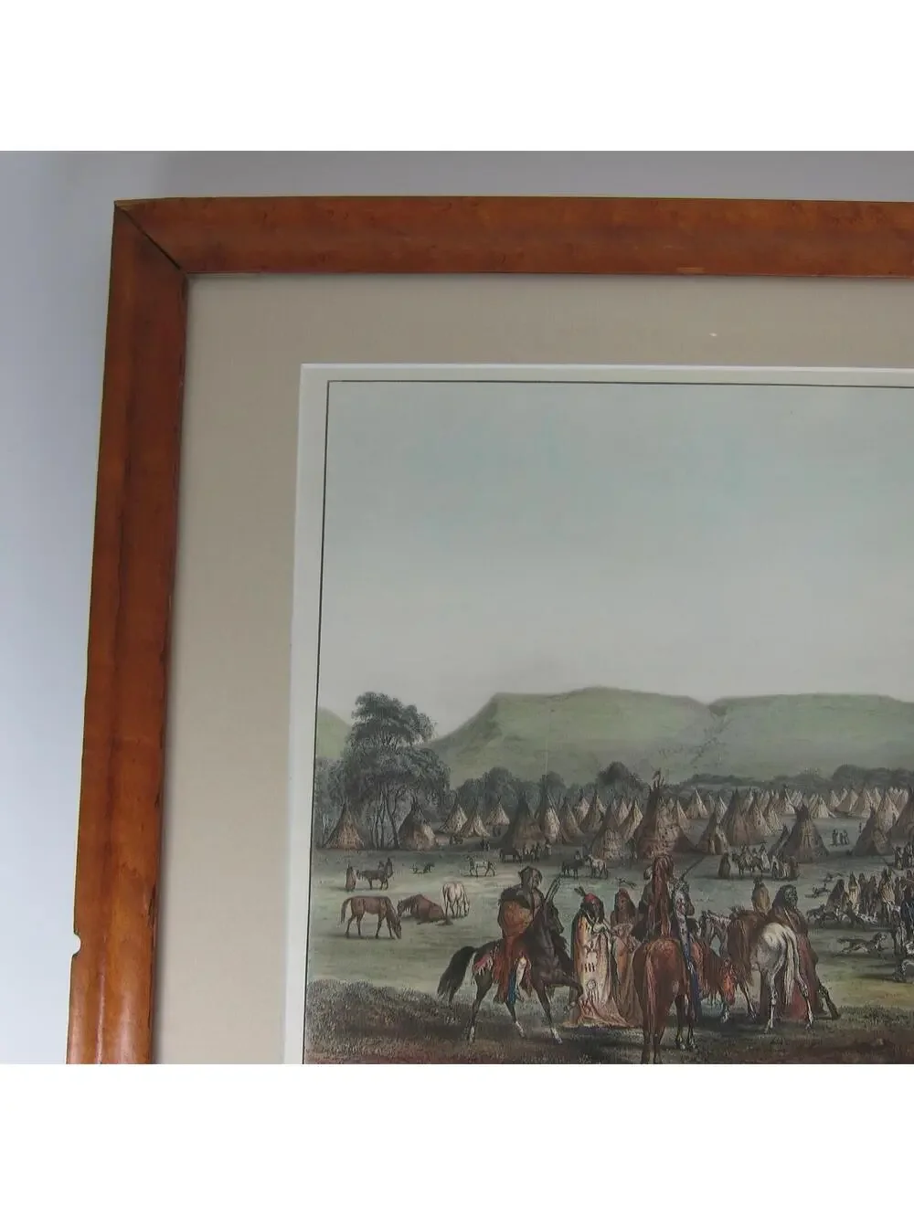 McKenney & Hall Hand Colored Print Encampment Of Piekann Indians Antique Framed